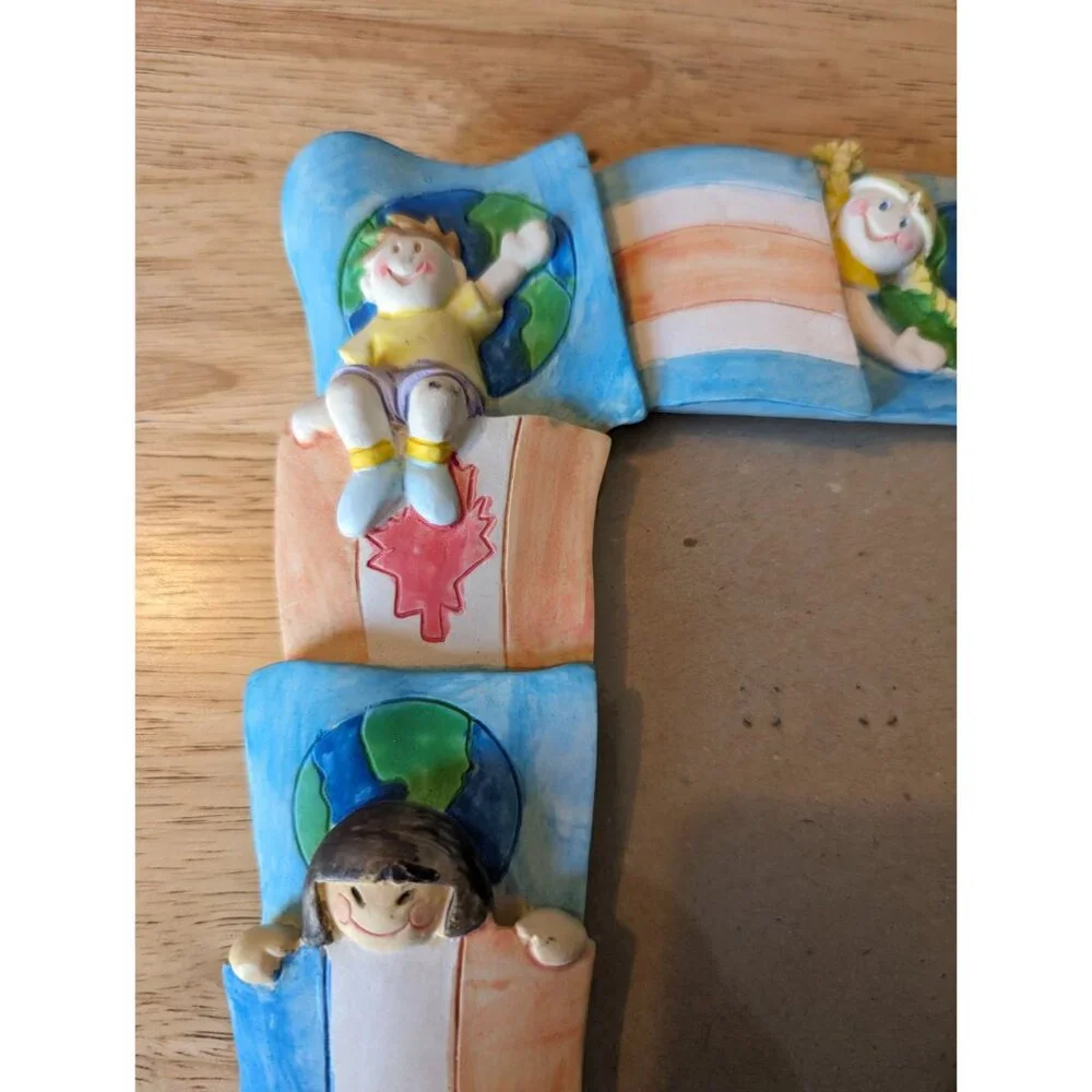 1994 HB Group BB Burnes 3x5 ceramic frame childern of the world flags cartoonish